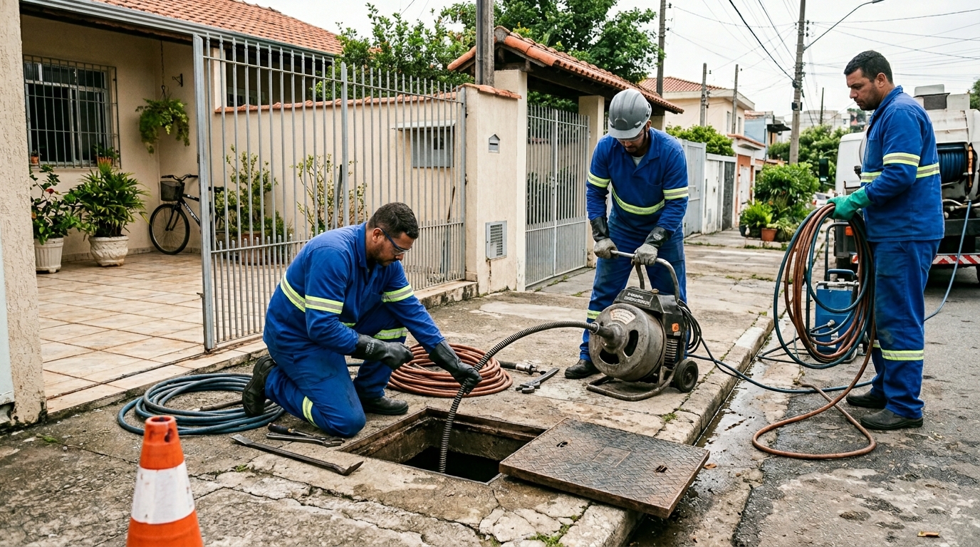 Equipe de desentupimento de esgoto em Porto Velho-RO
