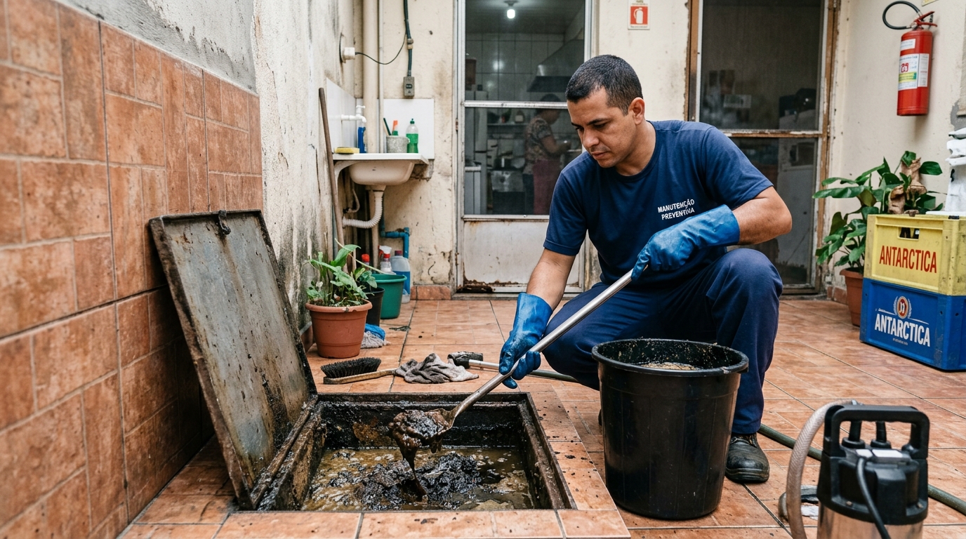 Equipe de limpeza de caixa de gordura em Porto Velho-RO